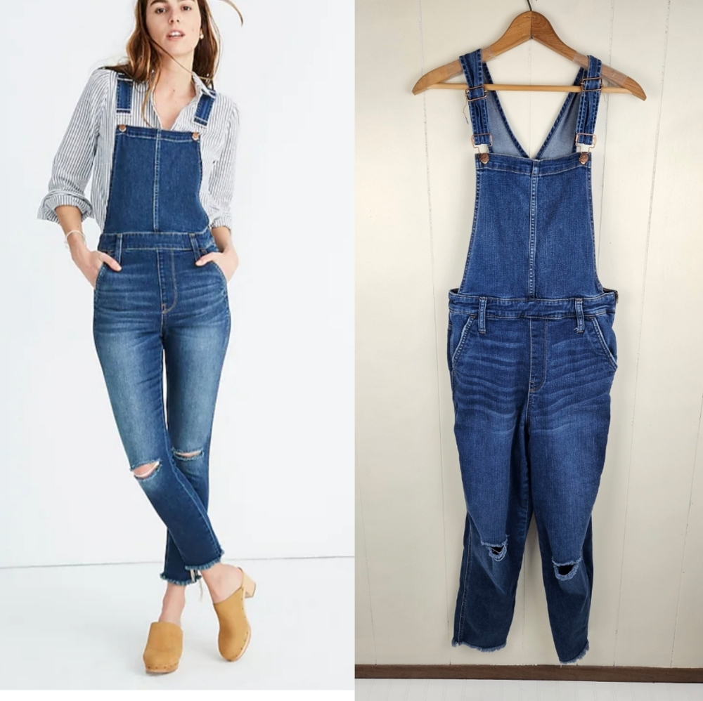 Madewell Roadtripper skinny leg denim overalls